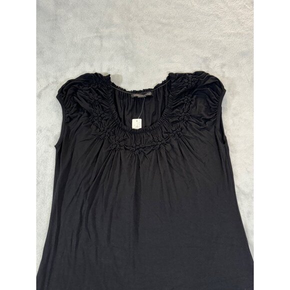 August Silk blouse Women's Large black flower lined neckline - Picture 4 of 12